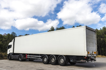 Wall Mural - White truck parked