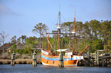 Antique Ship Elizabeth II In Roanoke Island Festival Park, Roanoke Island, Outer Banks, North Carolina, USA