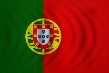 Canvas Print - Flag of Portugal wavy real detailed fabric texture