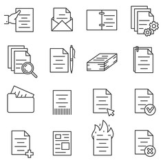 Wall Mural - documentation icons set, thin line design. business papers and files. various interactions with the 