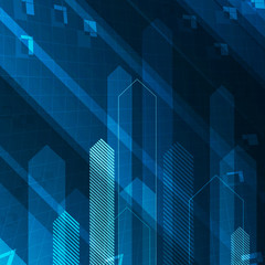 Aufkleber - Up arrows on blue abstract technology background. Successful or