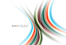 Multicolored Lines On White, Motion Concept Abstract Background