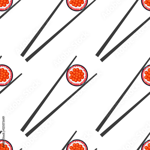Plakat na papierze fotorealistycznym Sushi i pałeczki wektor wzór