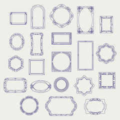 Wall Mural - hand drawn vintage frame vector set. ball pen imitation