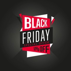 Wall Mural - Black Friday sale black sticker vector isolated. Discount or special offer price sign on Black Friday.