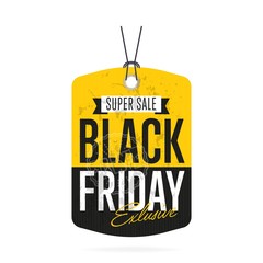 Wall Mural - Black Friday sale tag sticker vector isolated. Discount or special offer price tag on Black Friday. Promo offer or ad offer on special shopping day.