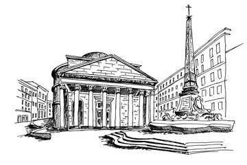Wall Mural - sketch of Pantheon. Rome. Italy.