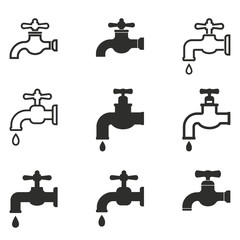 Wall Mural - Faucet icon set.