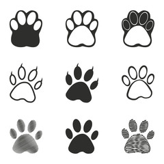 Wall Mural - Paw icon set.