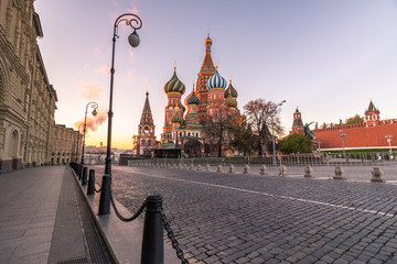 Wall Mural - saint basil's cathedral in red square at dawn. moscow, russia.