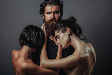 Poster - Bearded man and naked women