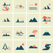 landscape icons, mono vector symbols