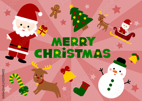 Merry Christmas クリスマス イラスト 赤背景 Buy This Stock Vector