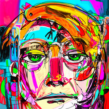 Contemporary Digital Painting Portrait Of The Man Face With Oran