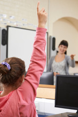 Wall Mural - Female Pupil Answering Question In School Classroom