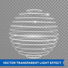 Vector Neon Light Effect Spiral Globe Sphere