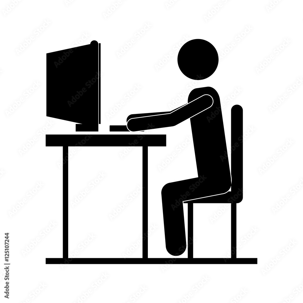 person using computer icon image vector illustration design 