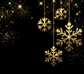 Christmas black background with snowflakes.