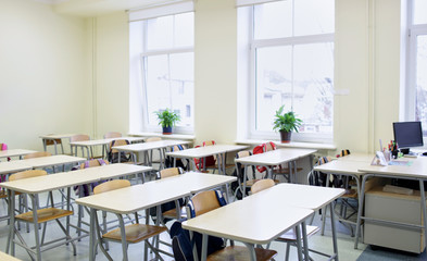 school classroom with desks