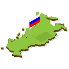 russia map with flag isometric