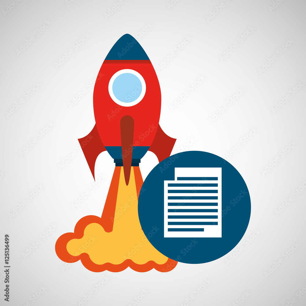 rocket launch start up business document graphic vector illustration ...