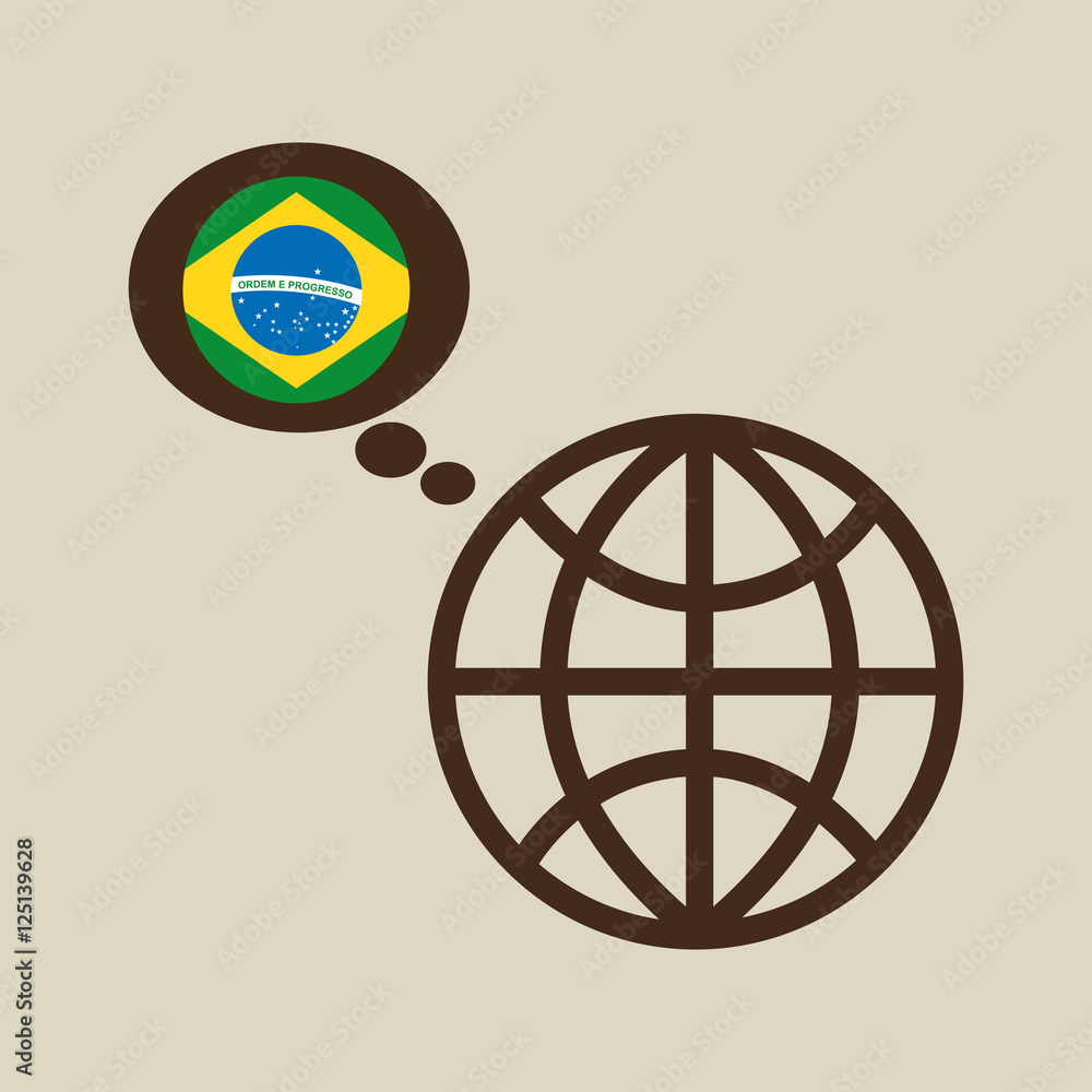 globe sphere flag brazil country button graphic vector illustration eps ...