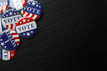 Red, White, And Blue Vote Buttons Background