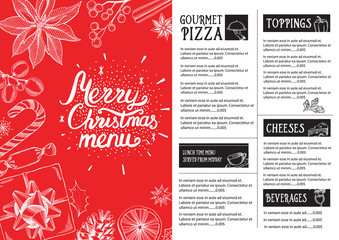 Christmas party invitation, food menu restaurant.