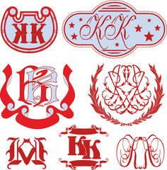 Wall Mural - Set of KK monograms and emblem templates