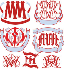 Wall Mural - Set of MM monograms and emblem templates