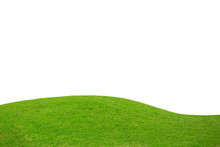 Green Grass On Hill Isolated Over White Background
