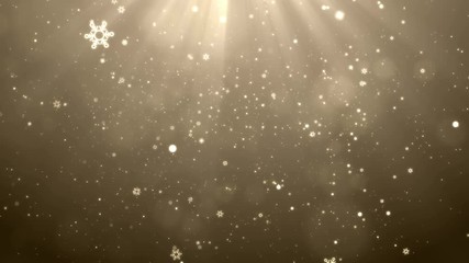 Wall Mural - gold christmas snowflakes falling background, christmas background looped.