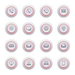 Fototapete - Contact icons buttons set red