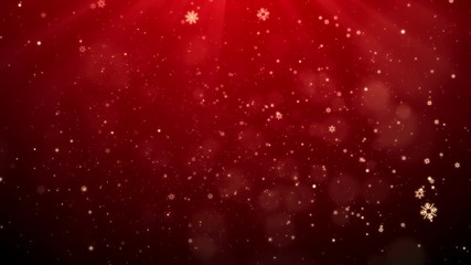 Wall Mural - red christmas snowflakes falling background, christmas background looped.