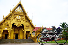 Bicycle Stop At Front Of Wat Sri Pan Ton In Nan, Thailand