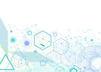Wall Mural - The science and mathematics abstract background with circles, cube, triangles and a lot of lines. Sacred geometry backdrop. The chemistry and astrology. Graphic elements for identity design.