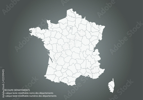 Carte France avec découpe départements. Texte modifiable ...