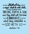 Christmas background with lettering Bible She shall bring forth a Son and shall call his name Emmanuel