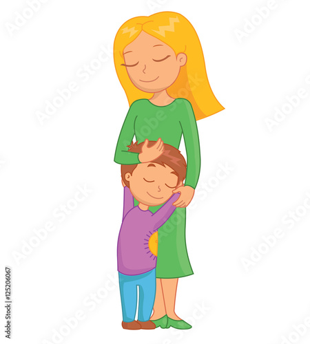 Beautiful Mother And Son Hugging Funny Bright Cartoon Character Vector Illustration Buy This Stock Vector And Explore Similar Vectors At Adobe Stock Adobe Stock