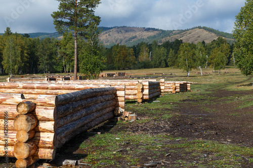 Making Log Cabins In The Ural Mountains Buy This Stock Photo And