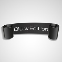 Black Edition Banner, Black Curved Ribbon, Vector