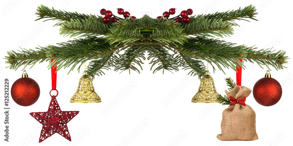 Tannenzweige weihnachtlich geschmückt Stock Photo