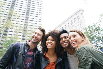 Wall Mural - Portrait of multi-ethnic friends in New york