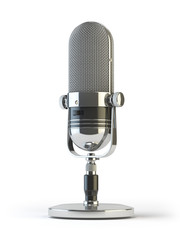 Wall Mural - Retro old microphone isolated on white. Vintage,