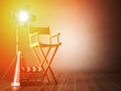 Video, movie, cinema concept.  ?lapperboard and director chair.