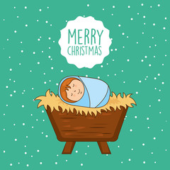 Canvas Print - happy merry christmas manger character vector illustration design