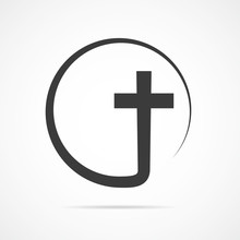 Black Christian Cross Icon. Vector Illustration.
