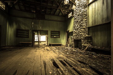 Abandoned Home In Great Smoky Mountains National Park.Interior of Elkmont district home known as Millionaire's Row. The abandoned  homes have been left to decay since purchased for the National Park.