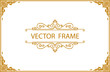 Gold photo frame with corner line floral for picture, Vector design decoration pattern style.frame floral border template, wood frame border design is patterned Thai style