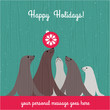 Holiday Christmas card with cute sea lion family and space for your text